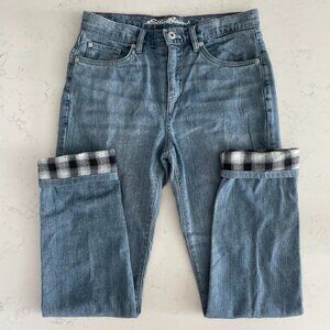 Eddie Bauer 5 Pocket Boyfriend Relaxed Leg MWash Flannel Lined Cotton Jeans 2